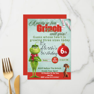 Invitación de cumpleaños de Grinch editable