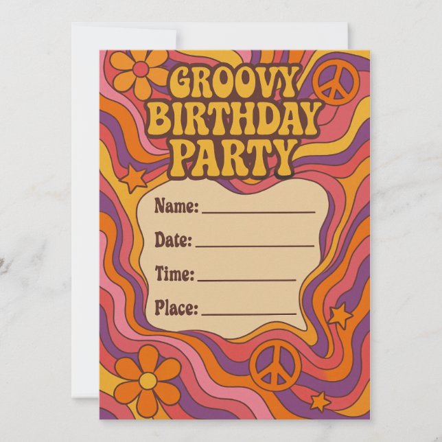 Invitación de cumpleaños de Groovy (Anverso)