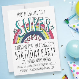 Invitación de cumpleaños de Guay Pop Art Rainbow