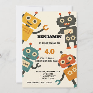 Invitación de cumpleaños de Guay Robot