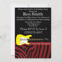 Invitación de cumpleaños de guitarra eléctrica de