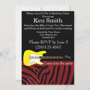Invitación de cumpleaños de guitarra eléctrica de
