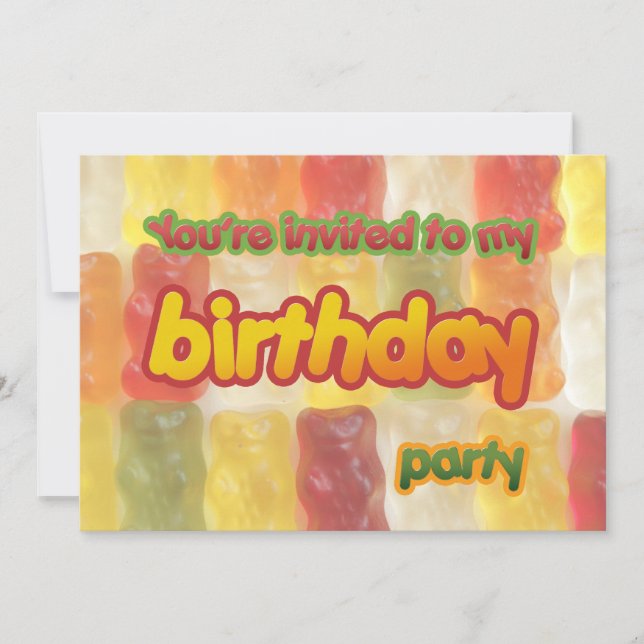 invitación de cumpleaños de gummy bears (Anverso)