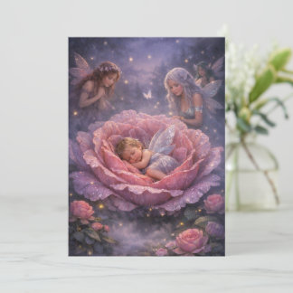 Invitación de Cumpleaños de Hada con Nenúfar Rosa