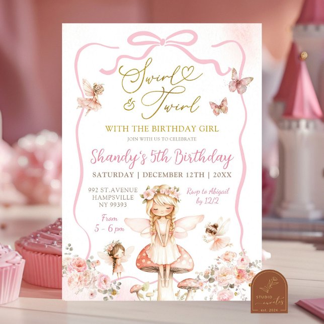 Invitación de cumpleaños de hada con remolino y gi (Subido por el creador)