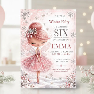 Invitación de cumpleaños de hada de copo de nieve