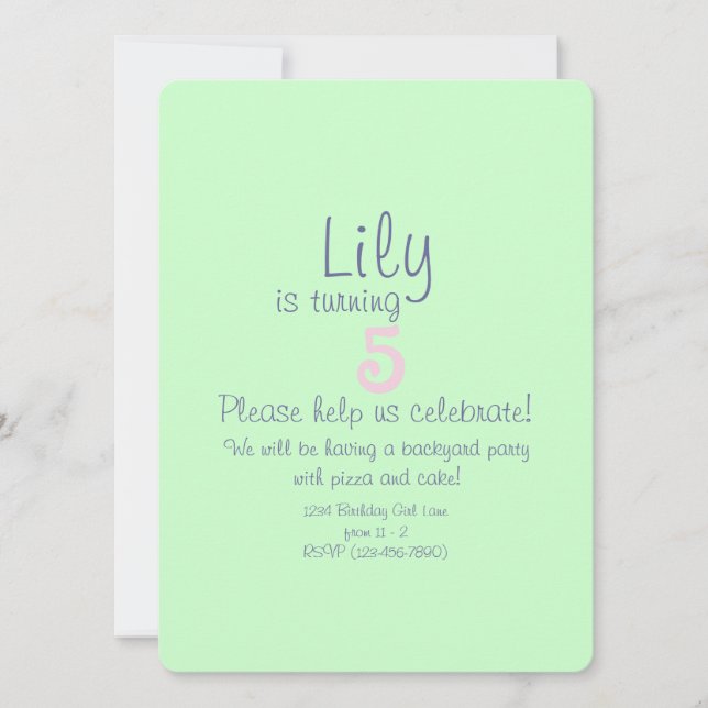 Invitación de cumpleaños de hada de flor linda (Anverso)
