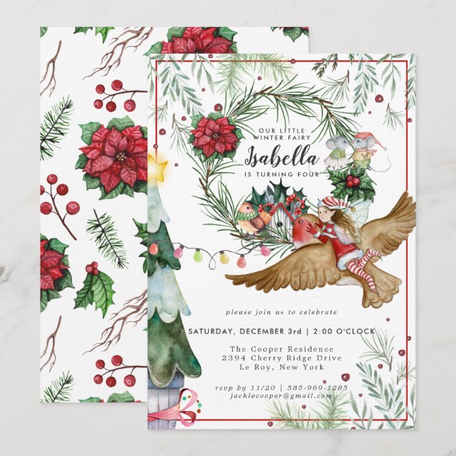 Invitación de cumpleaños de hada del bosque de inv (Anverso / Reverso)