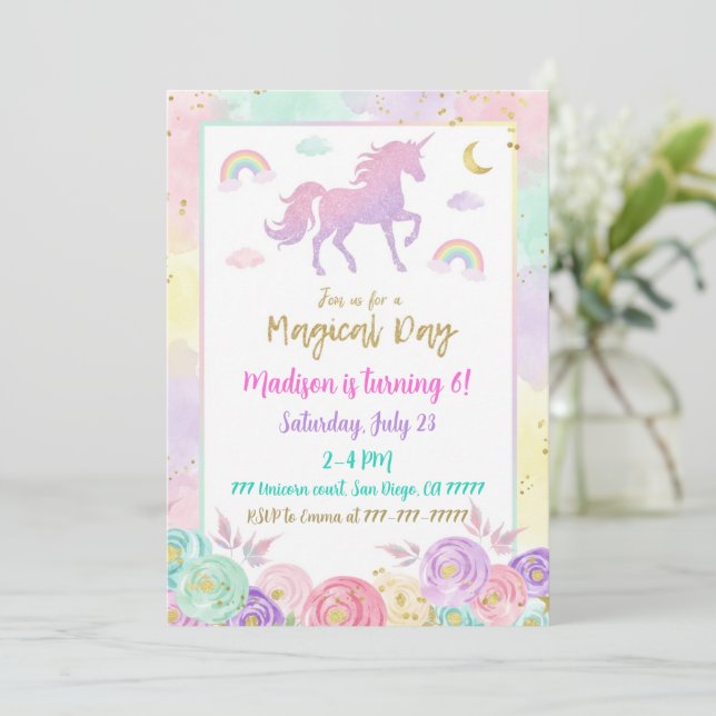 Invitación de cumpleaños de hada Fiesta mágica cap (Anverso de pie)