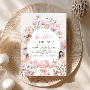 Invitación de cumpleaños de hada floral rosa