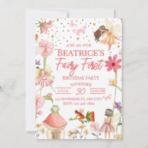 Invitación de cumpleaños de hada para el primer añ