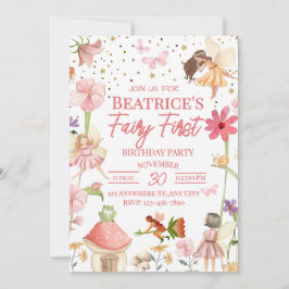 Invitación de cumpleaños de hada para el primer añ