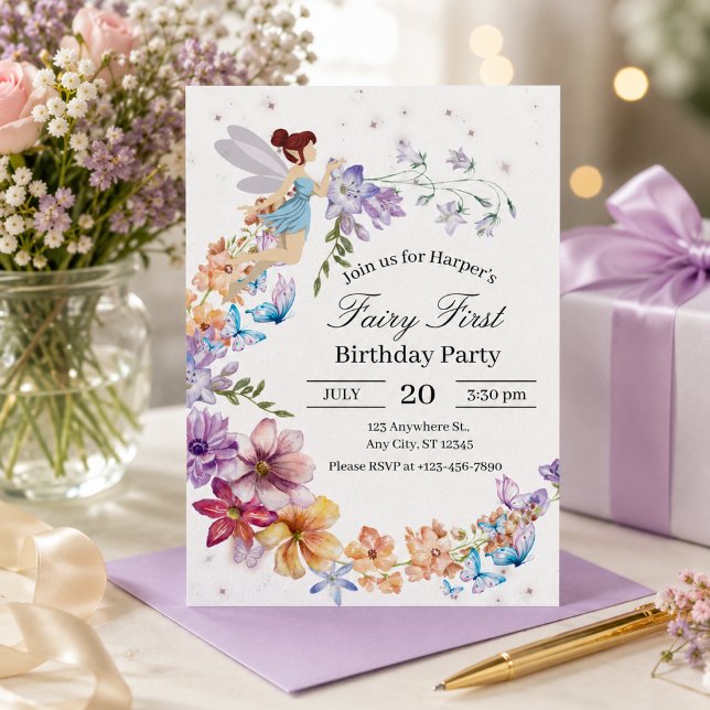 Invitación de cumpleaños de hada primer cumpleaños (Subido por el creador)