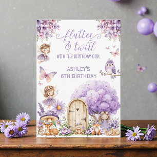 Invitación de cumpleaños de hada púrpura acuarela