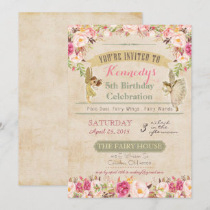 Invitación de cumpleaños de hada vintage