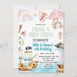 invitación de cumpleaños de hada y pirata