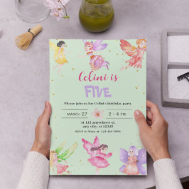 Invitación de cumpleaños de hadas mágicas de oro