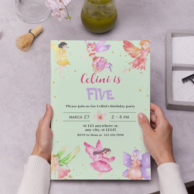 Invitación de cumpleaños de hadas mágicas de oro (Gold Magical Fairy Birthday Invitation)