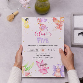 Invitación de cumpleaños de hadas mágicas de oro