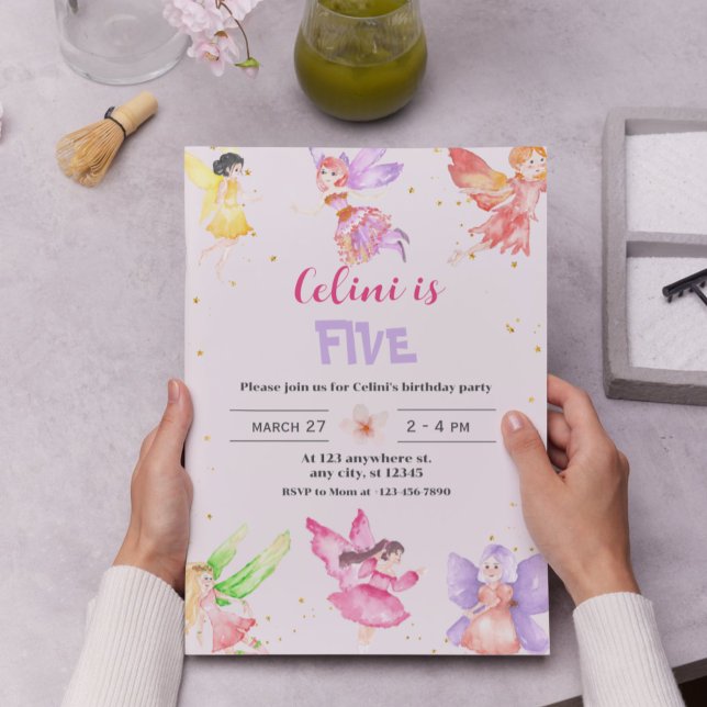 Invitación de cumpleaños de hadas mágicas de oro (Gold Magical Fairy Birthday Invitation)