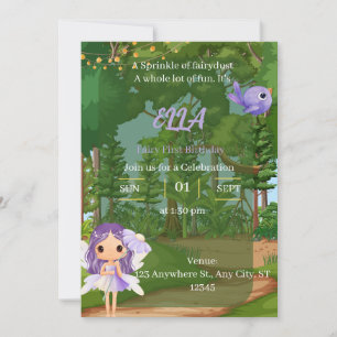 Invitación de cumpleaños de hadas moradas encantad