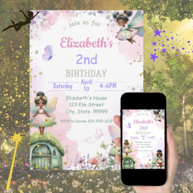 Invitación de cumpleaños de hadas negras para chic (Subido por el creador)