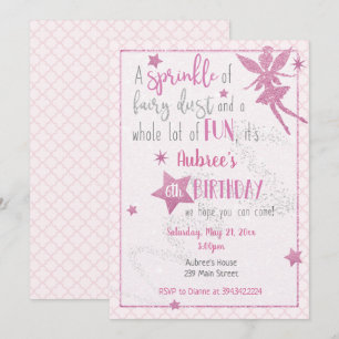 Invitación de cumpleaños de hadas rosadas