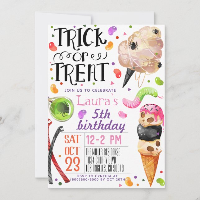 Invitación de cumpleaños de Halloween (Anverso)