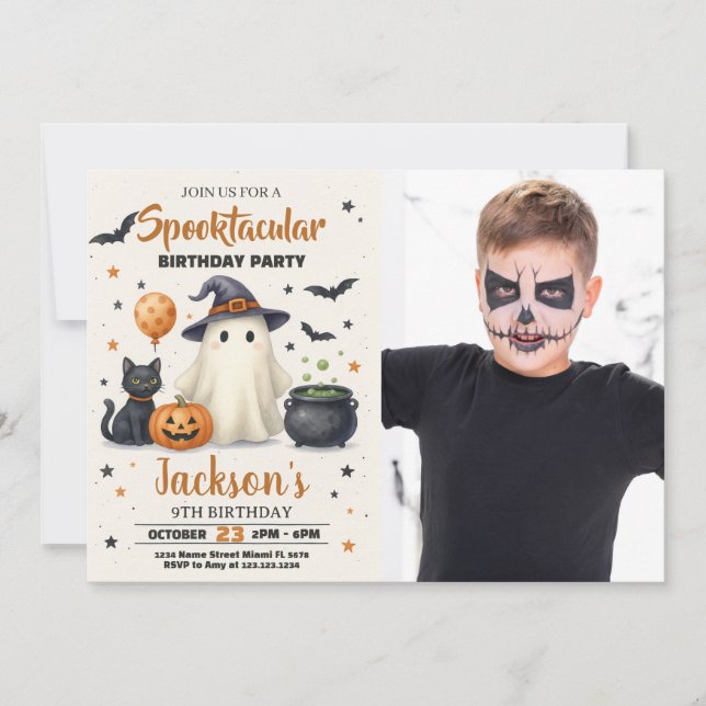 Invitación de cumpleaños de Halloween (Anverso)