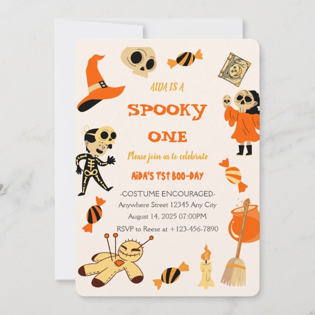 Invitación de cumpleaños de Halloween (Anverso)