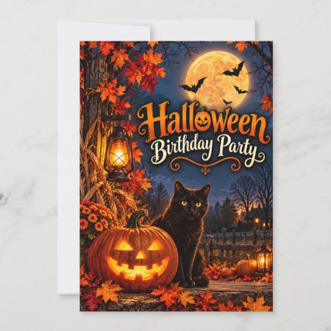 Invitación de cumpleaños de Halloween (Anverso)