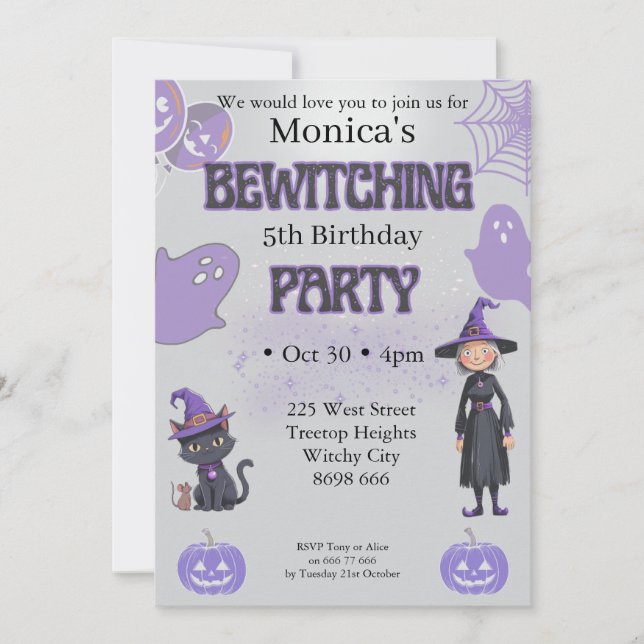 Invitación de cumpleaños de Halloween (Anverso)