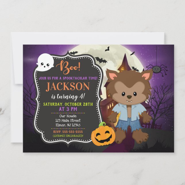 Invitación de cumpleaños de Halloween (Anverso)