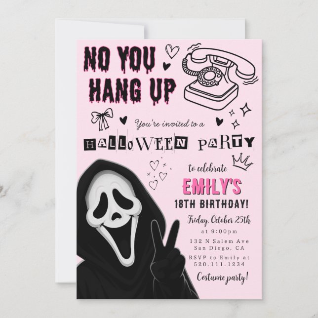 Invitación de cumpleaños de Halloween (Anverso)