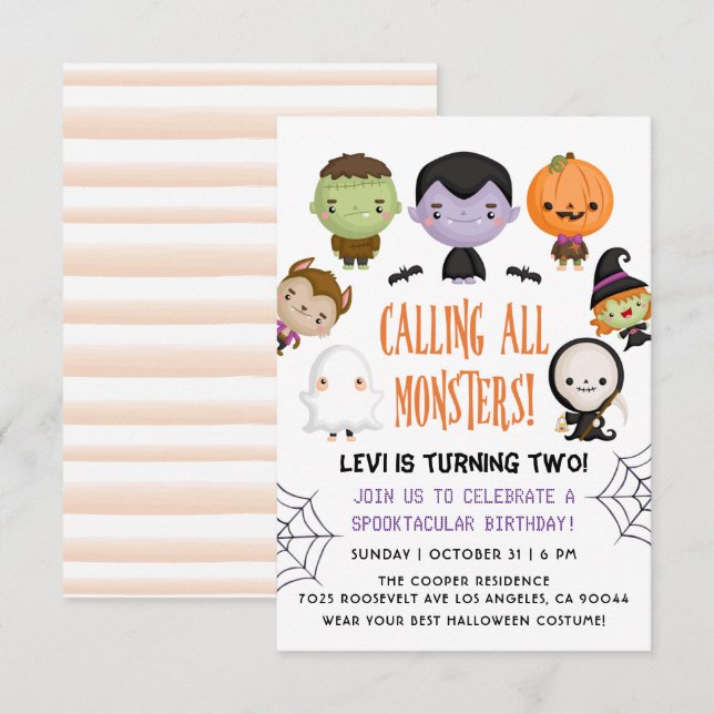 Invitación de cumpleaños de Halloween (Anverso / Reverso)
