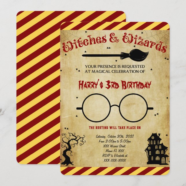 Invitación de cumpleaños de Halloween (Anverso / Reverso)