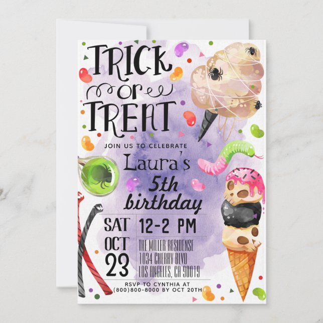 Invitación de cumpleaños de Halloween (Anverso)