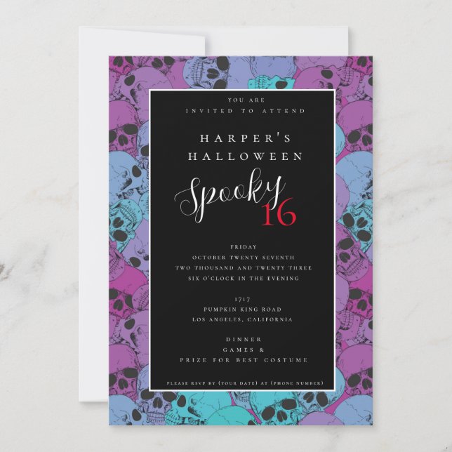 Invitación de cumpleaños de Halloween (Anverso)