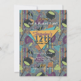 Invitación de cumpleaños de Halloween con brujería