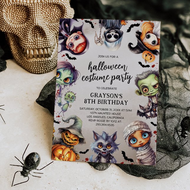 Invitación de cumpleaños de Halloween con disfraz  (Subido por el creador)