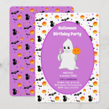 Invitación de cumpleaños de Halloween con fantasma