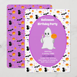 Invitación de cumpleaños de Halloween con fantasma
