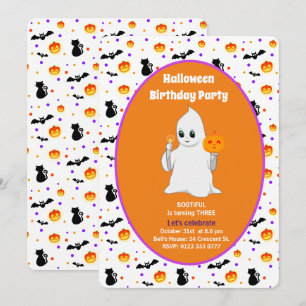 Invitación de cumpleaños de Halloween con fantasma