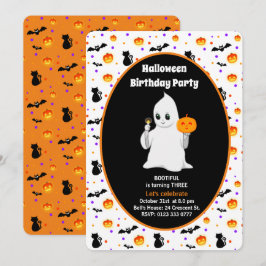 Invitación de cumpleaños de Halloween con fantasma