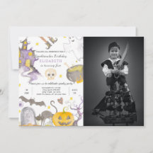 Invitación de cumpleaños de Halloween con foto