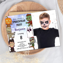 Invitación de cumpleaños de Halloween con fotos