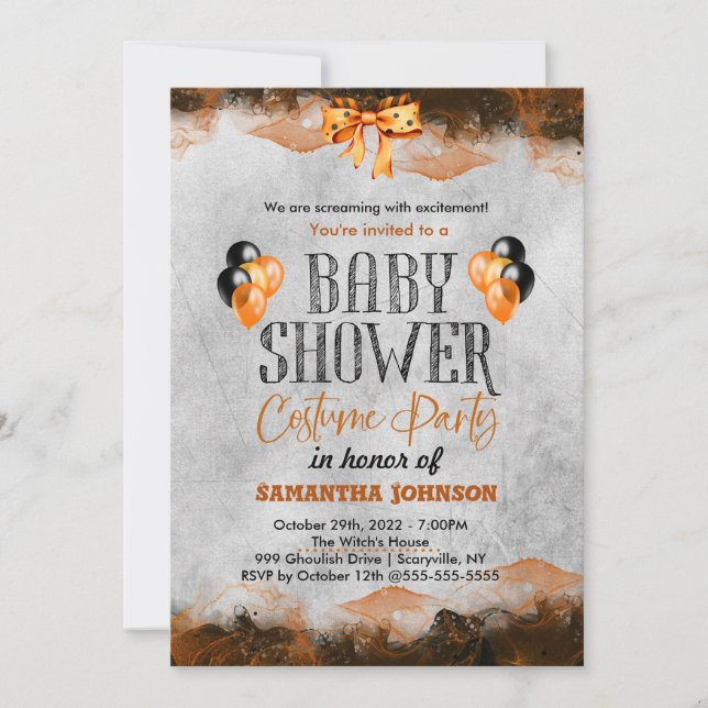 Invitación de cumpleaños de Halloween con murciéla (Anverso)