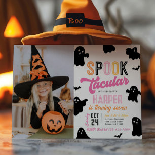 Invitación de cumpleaños de Halloween con Spooktac