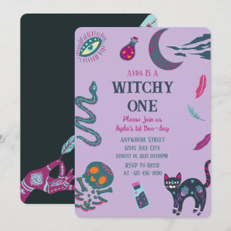 Invitación de cumpleaños de Halloween de bruja
