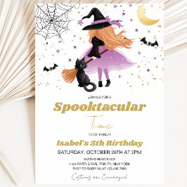 Invitación de cumpleaños de Halloween de Bruja Mor
